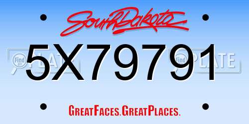 5X79791 South Dakota License Plate