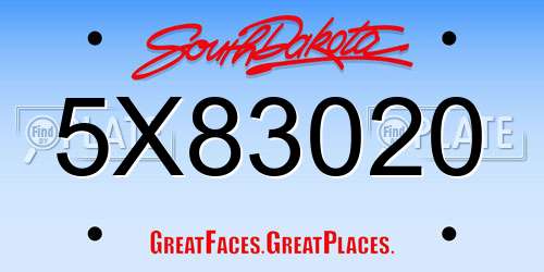 5X83020 South Dakota License Plate