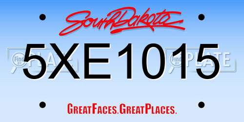 5XE1015 South Dakota License Plate