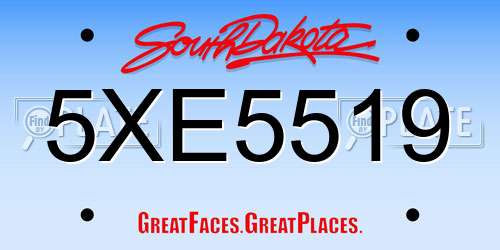 5XE5519 South Dakota License Plate