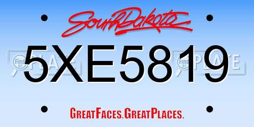 5XE5819 South Dakota License Plate