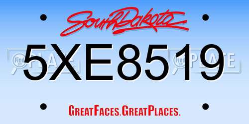 5XE8519 South Dakota License Plate