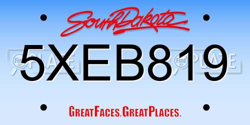 5XEB819 South Dakota License Plate