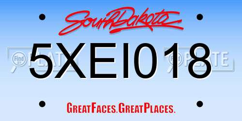 5XEI018 South Dakota License Plate