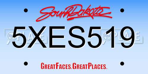 5XES519 South Dakota License Plate