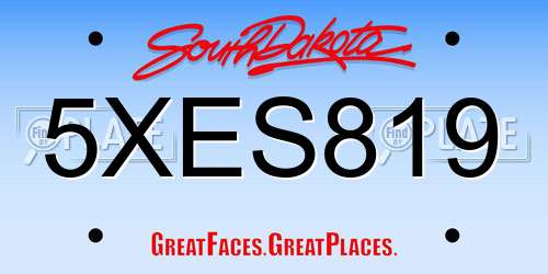 5XES819 South Dakota License Plate