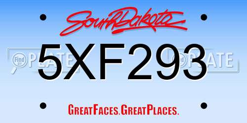 5XF293 South Dakota License Plate