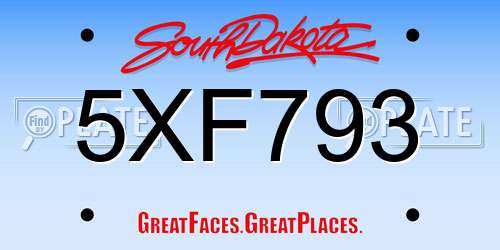 5XF793 South Dakota License Plate