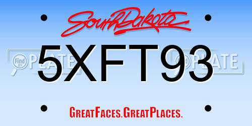 5XFT93 South Dakota License Plate