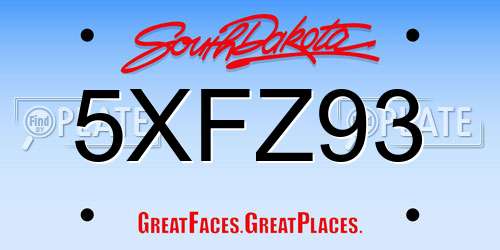5XFZ93 South Dakota License Plate