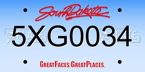 5XG0034 South Dakota License Plate