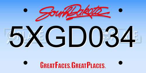 5XGD034 South Dakota License Plate