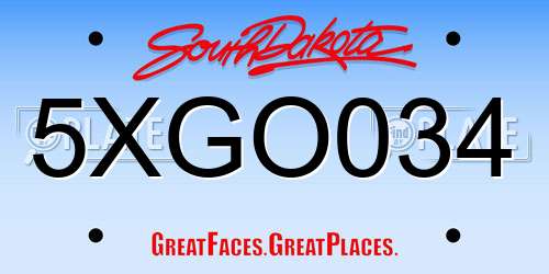 5XGO034 South Dakota License Plate