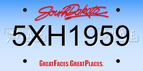 5XH1959 South Dakota License Plate