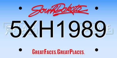 5XH1989 South Dakota License Plate