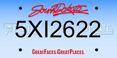 5XI2622 South Dakota License Plate