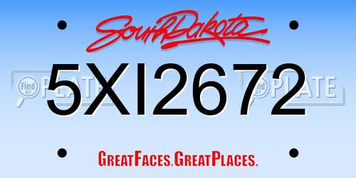 5XI2672 South Dakota License Plate