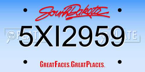 5XI2959 South Dakota License Plate