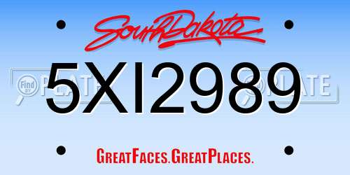 5XI2989 South Dakota License Plate