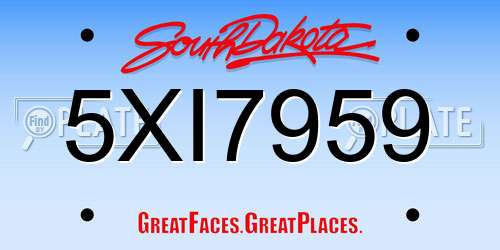 5XI7959 South Dakota License Plate