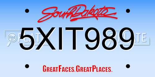 5XIT989 South Dakota License Plate