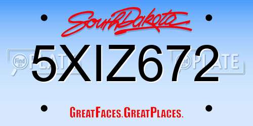 5XIZ672 South Dakota License Plate