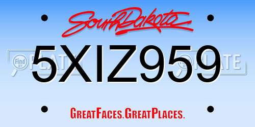 5XIZ959 South Dakota License Plate