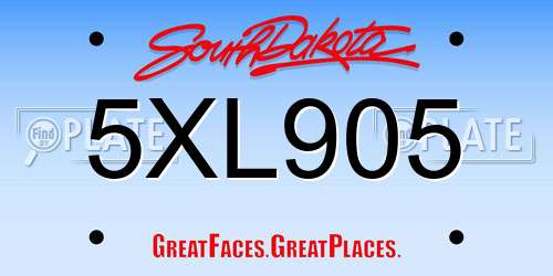 5XL905 South Dakota License Plate