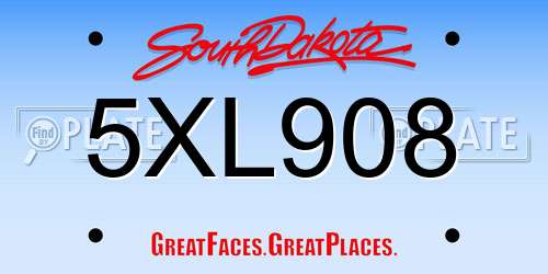 5XL908 South Dakota License Plate