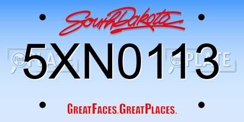 5XN0113 South Dakota License Plate