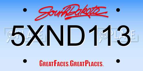 5XND113 South Dakota License Plate