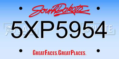 5XP5954 South Dakota License Plate