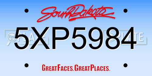 5XP5984 South Dakota License Plate