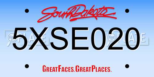 5XSE020 South Dakota License Plate
