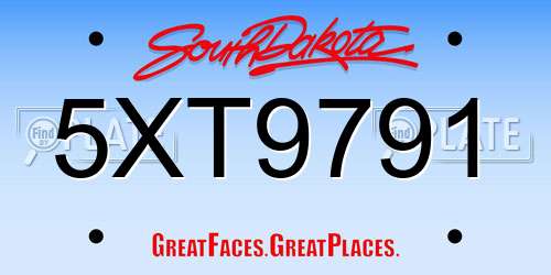 5XT9791 South Dakota License Plate