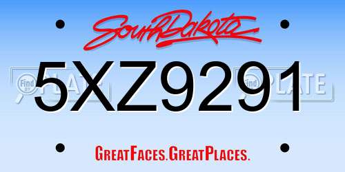 5XZ9291 South Dakota License Plate