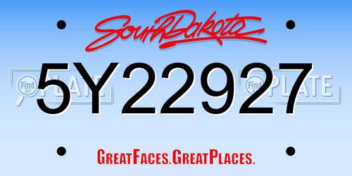 5Y22927 South Dakota License Plate