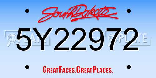 5Y22972 South Dakota License Plate