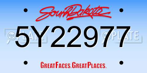 5Y22977 South Dakota License Plate