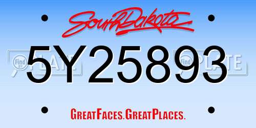 5Y25893 South Dakota License Plate