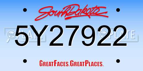 5Y27922 South Dakota License Plate