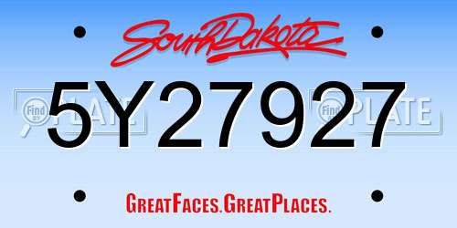 5Y27927 South Dakota License Plate