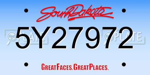 5Y27972 South Dakota License Plate