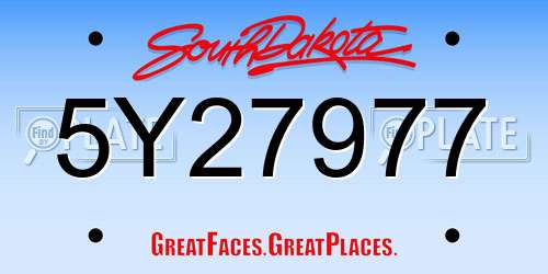 5Y27977 South Dakota License Plate