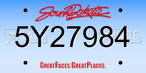 5Y27984 South Dakota License Plate