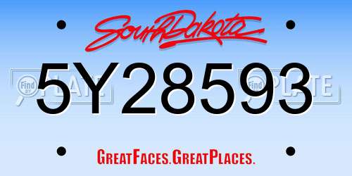 5Y28593 South Dakota License Plate