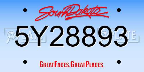 5Y28893 South Dakota License Plate