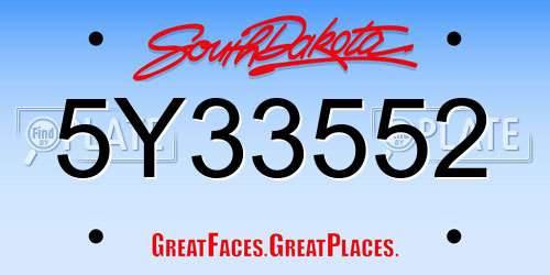 5Y33552 South Dakota License Plate