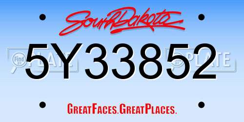 5Y33852 South Dakota License Plate