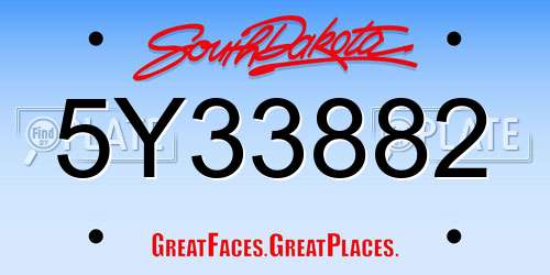 5Y33882 South Dakota License Plate